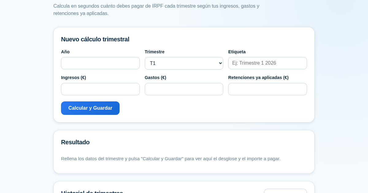 Calculadora de Retención IRPF para Autónomos
